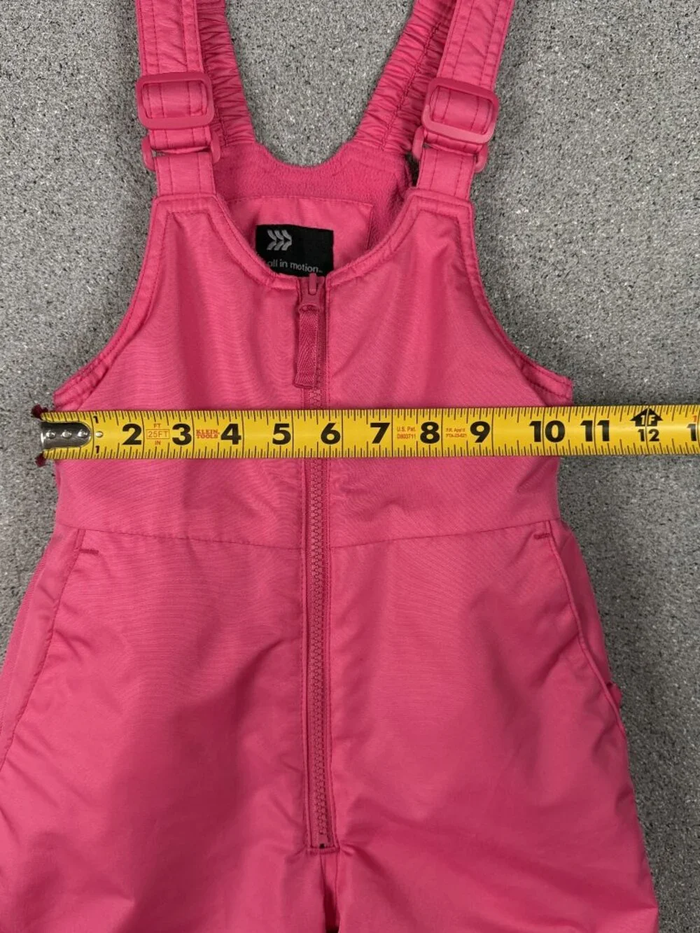 All in Motion Girls Snow Bib Pants XS 4/5 Pink Ski Sledding Winter Insulated